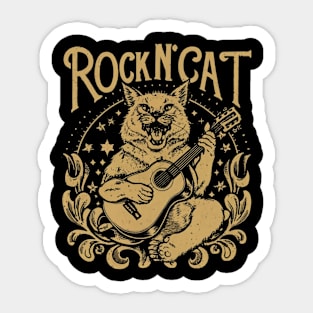 Cat rock Music vintage Sticker